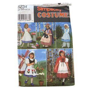 90s Simplicity 8234 Sewing Pattern Size 5-8 Kids Costumes Little Red Dutch UNCUT